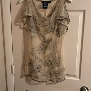 Ralph Lauren Sheer Floral Top - Cream and Black